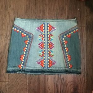 Free people Aztec denim skirt